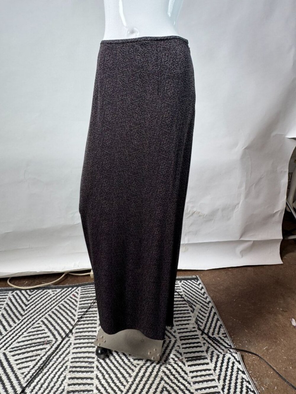 Kate Hill Womens Black Maxi Skirt With Subtle Dotted Pattern Size 10